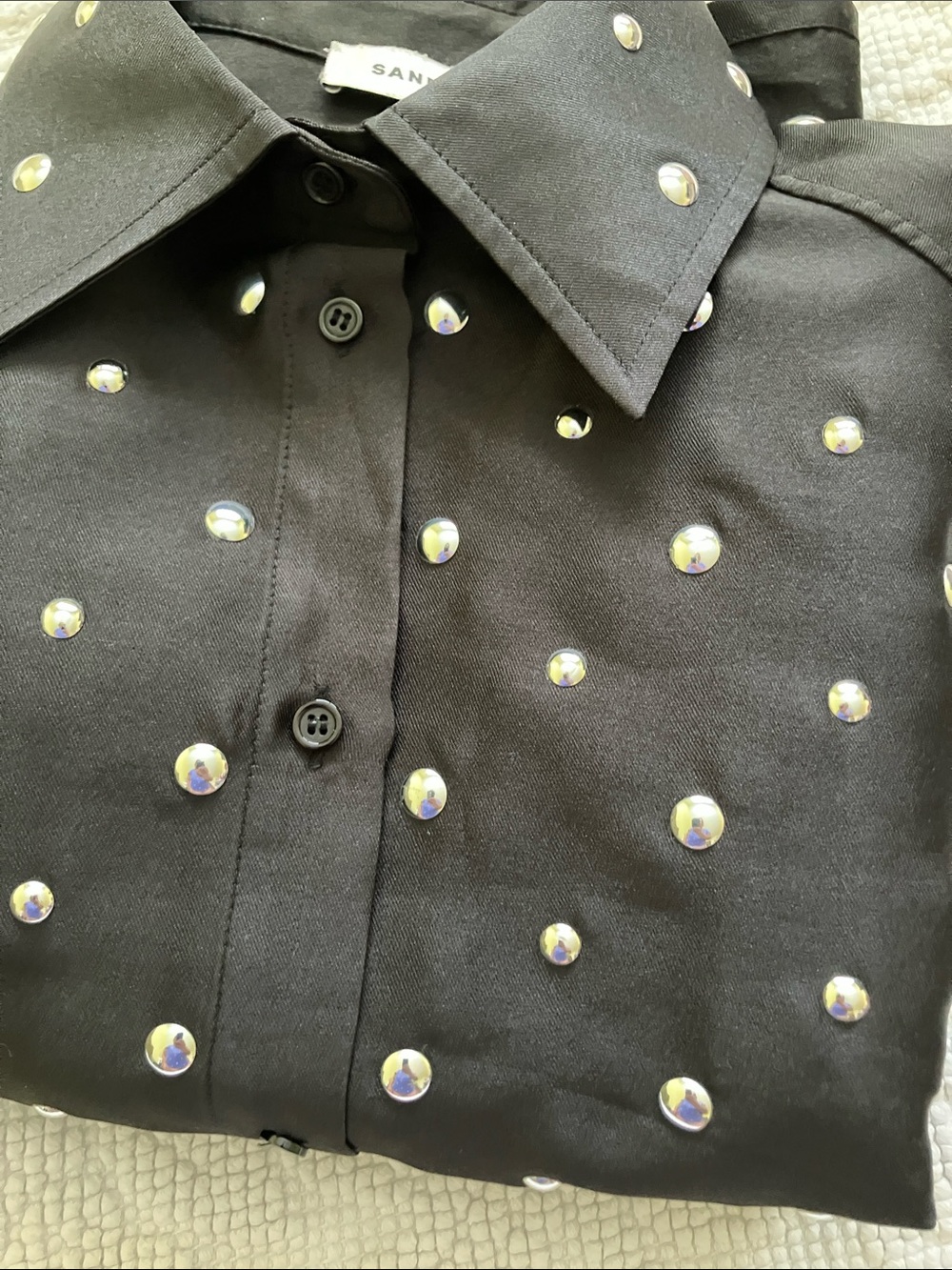 Sandro Black Crystal-Studded Cropped Jacket - Picture 5 of 6